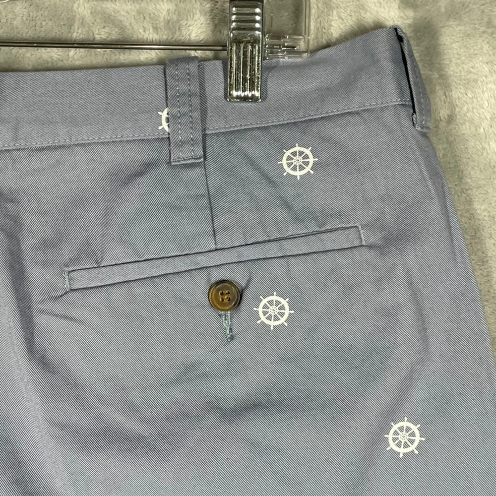J Crew Rivington Mens Shorts 35W Blue Nautical Ship Wheel Print Casual Chino